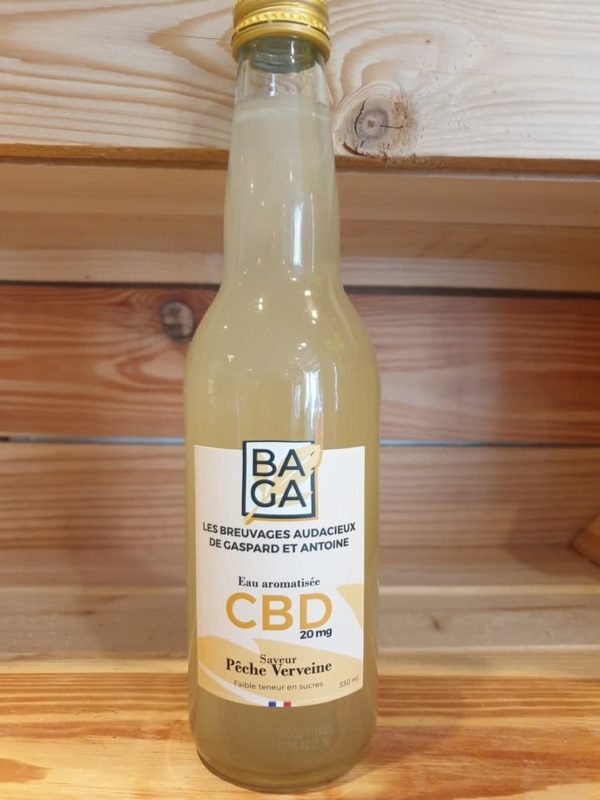 Boisson CBD Pêche et verveine en vente au Grenier Verdoyant à Mulhouse et sur le site internet - livraison possible.