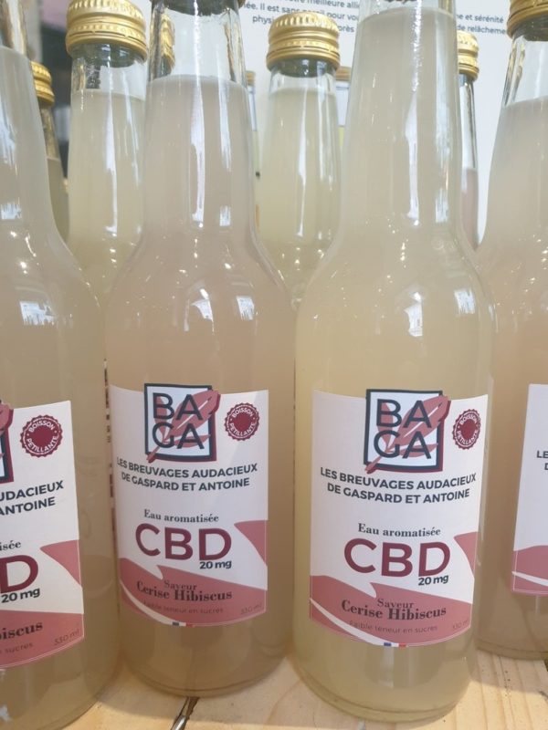 Boisson pétillante CBD cerise et hibiscus rouge en vente en ligne et au Grenier Verdoyant à Mulhouse