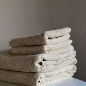 Lot de serviettes en coton et chanvre bio couleur naturelle